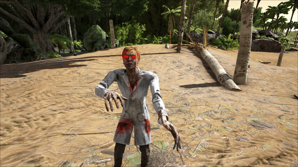 A Scientist zombie getting too friendly