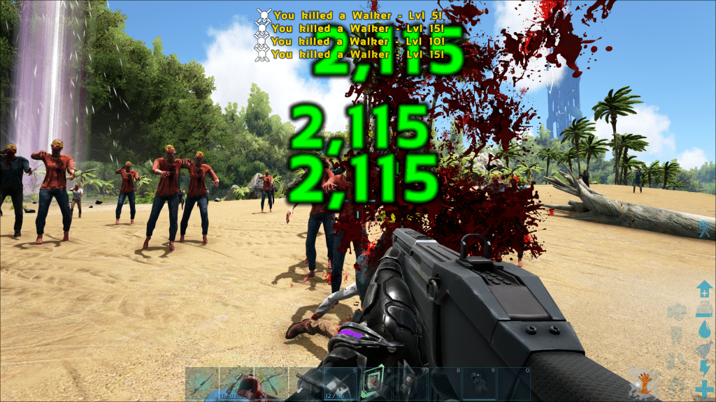 Zombie horde attack is held back by Assult Rifle fire