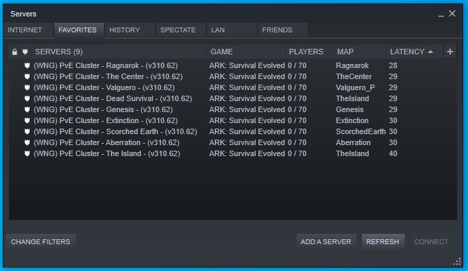 Your favourite server list on Steam